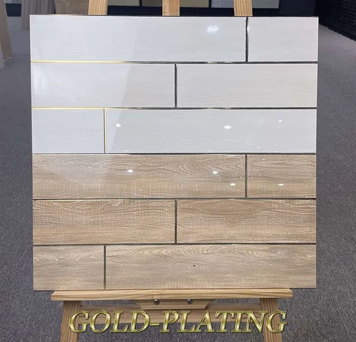 Brick Surface Glossy Golden Tiles